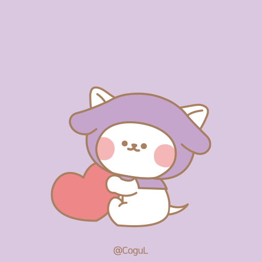 카카오톡 테마 - 달콩_댕댕이 인형탈_라벤더 logo