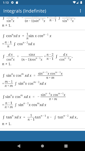Screenshot of Math Formulas