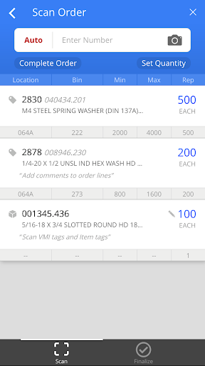 Distribution One VMI Scanner Screen 2