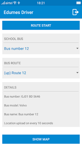 Edumes Driver: Bus tracking Screen 2