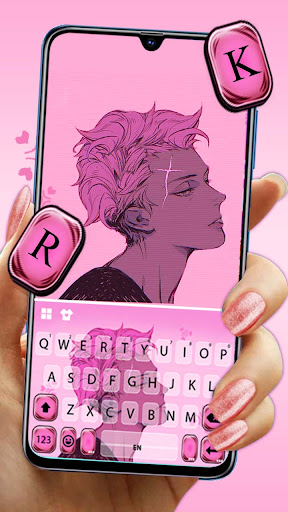 Android application Pink Anime Boy Keyboard Backgr screenshort