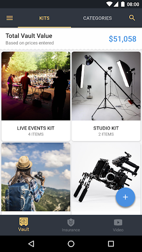 Android application MyGearVault screenshort