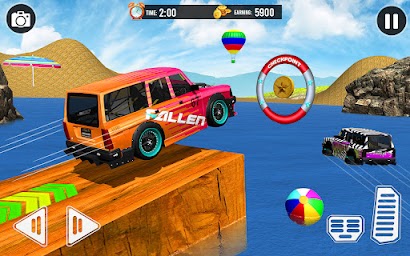 Crazy Car Water Surfing Games