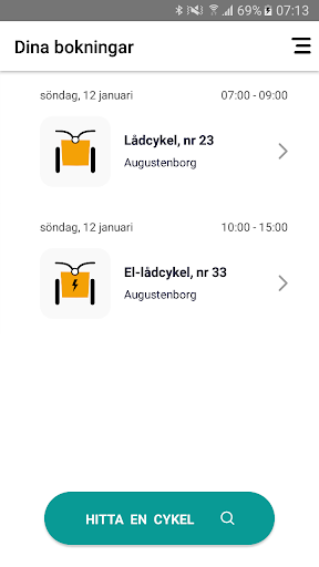 Android application Triply - Cykelpool screenshort