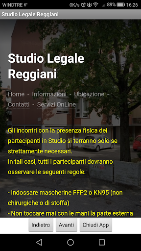 Android application Studio Legale Reggiani screenshort