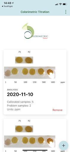 Android application Colorimetric Titration screenshort