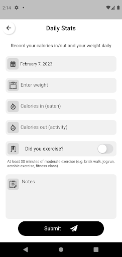 Android application Weight Loss Assistant screenshort