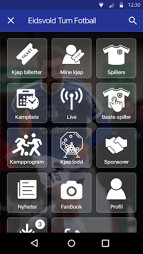 Android application Eidsvold Turn Fotball screenshort