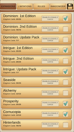 Android application Dominion Randomizer screenshort
