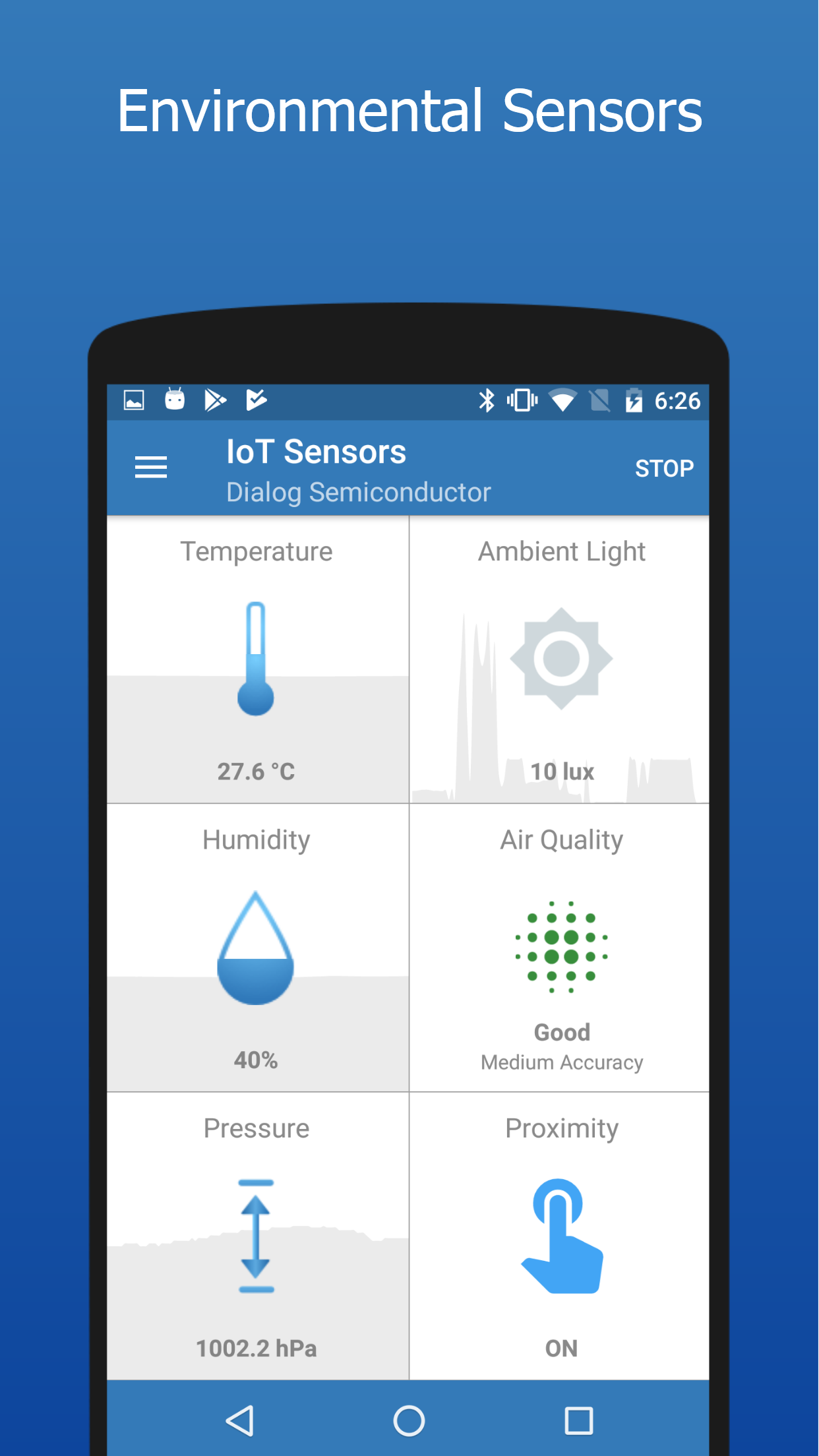 Android application Dialog IoT Sensors screenshort