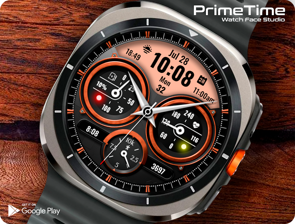 #2. PT12 Hybrid Watch Face (Android) By: PrimeTime Watchfaces