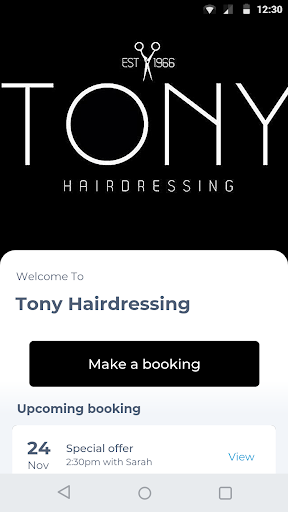 Android application Tony Hairdressing screenshort