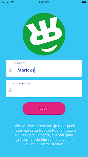 Android application Rep en Roer Oefenapp screenshort