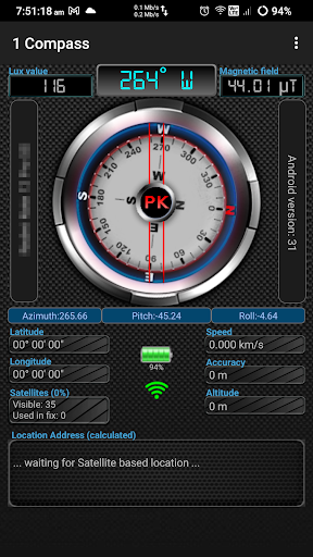 Android application 1 Compass screenshort