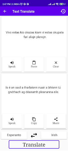 Esperanto To Irish Translator Screen 2
