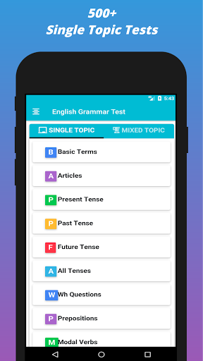 Android application English Grammar Test screenshort