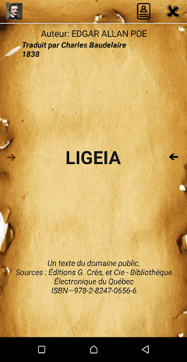 Android application Ligeia - Edgar Allan Poe screenshort