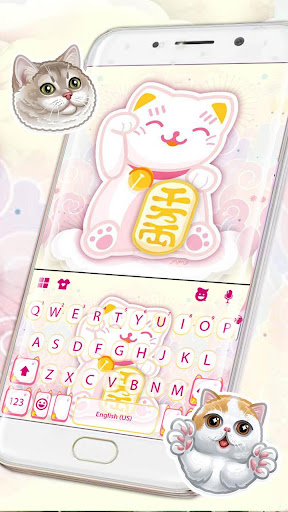 Pastel Lucky Cat Keyboard Them Screen 3