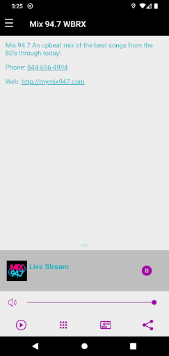 Android application Mix 94.7 WBRX Altoona screenshort
