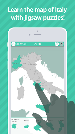 Android application E. Learning Italy Map Puzzle screenshort