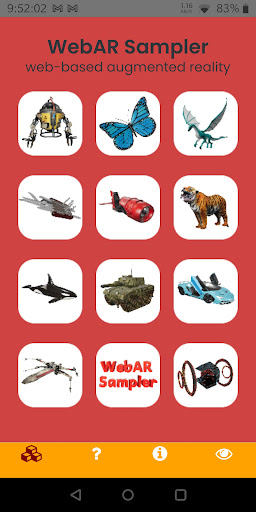 Android application WebAR Sampler screenshort