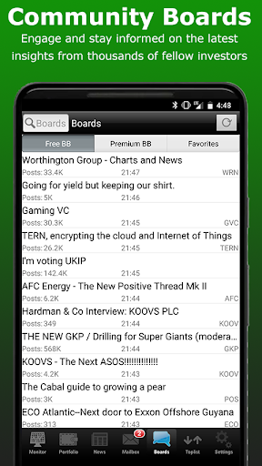 ADVFN Realtime Stocks & Crypto Screen 3