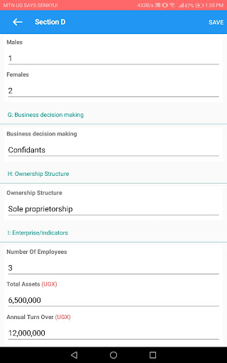 SME Profiling Screen 3