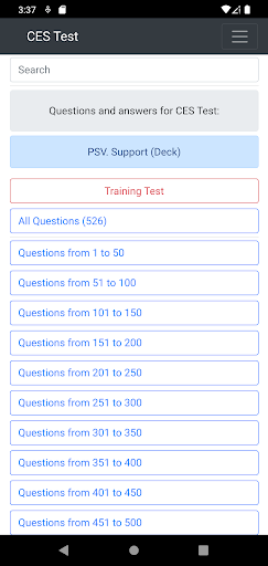 PSV. Support Deck. CES Test Screen 3