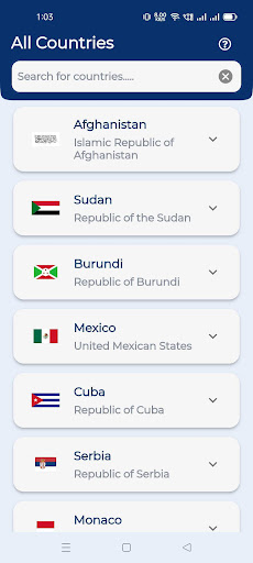 Android application All Countries screenshort