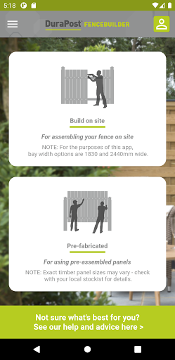 Android application DuraPost® FenceBuilder screenshort