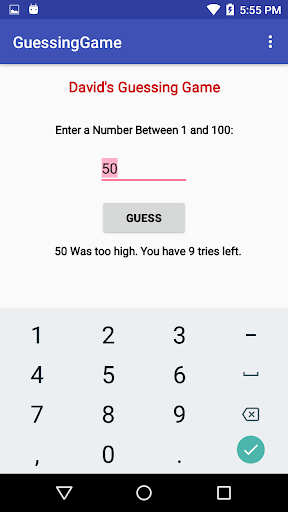 GuessingGame Screen 3