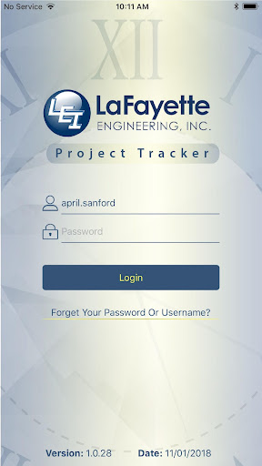Android application LEI Project Tracker screenshort