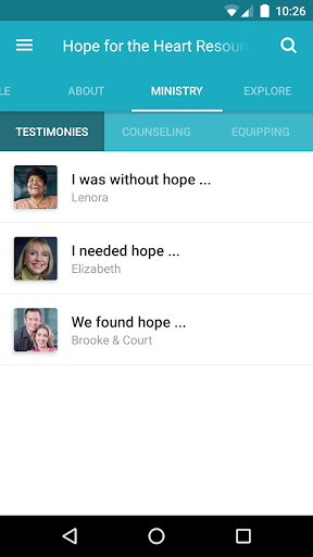 Screenshot of Hope for the Heart Resources