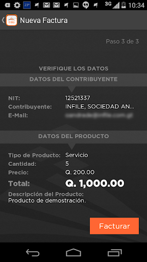 Infile Facturas Screen 2