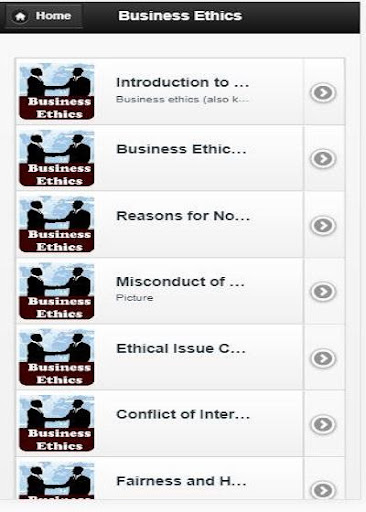 Android application Business Ethics screenshort