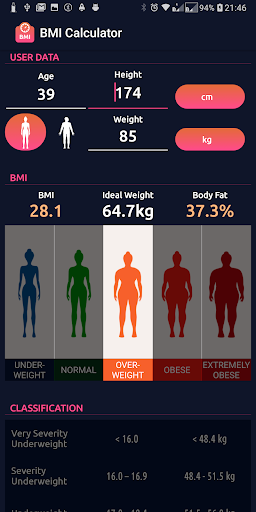 BMI & Ideal Weight Calculator Screen 2