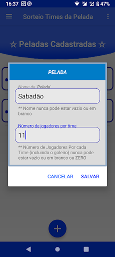 Sorteio Times da Pelada Screen 2
