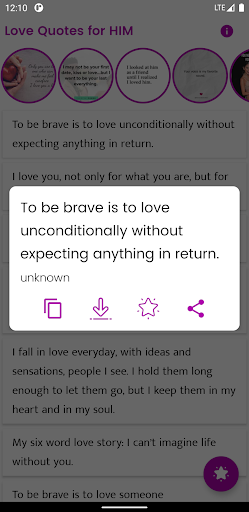 Android application Love Quotes for HIM and Saying screenshort