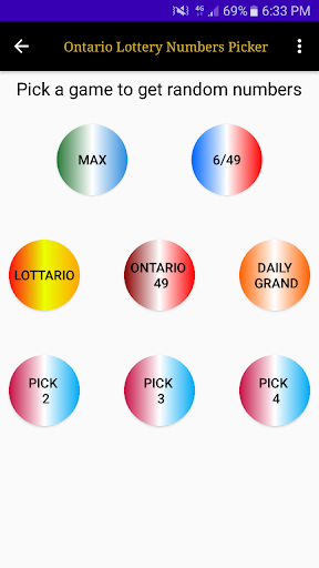 Android application Ontario Lottery Numbers Picker screenshort