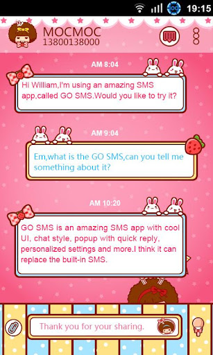 GO SMS PRO HELLOMOCMOC THEME Screen 2
