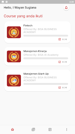 Android application Bakerspice Academy screenshort