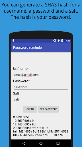 Password reminder SHA3 Screen 3