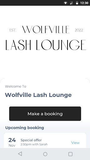Android application Wolfville Lash Lounge screenshort