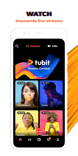 Android application Tubit: Live Stream Video Chat screenshort