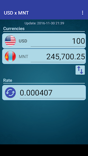 Android application US Dollar to Mongolian Tugrik screenshort
