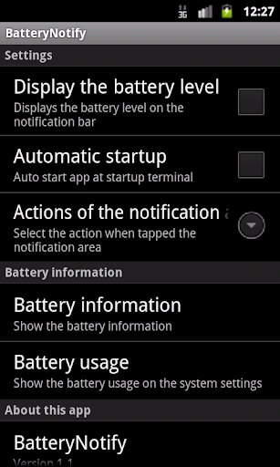 Android application BatteryNotify screenshort