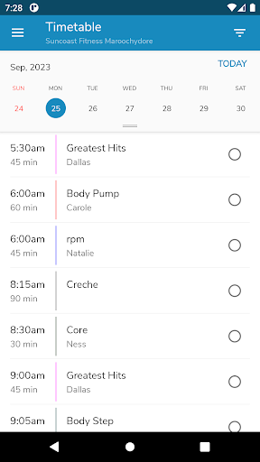 Android application Suncoast Fitness screenshort