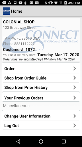 Colonial Order Taker Screen 3