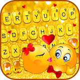 Glitter Gold Love Emojis Keyboard Theme icon