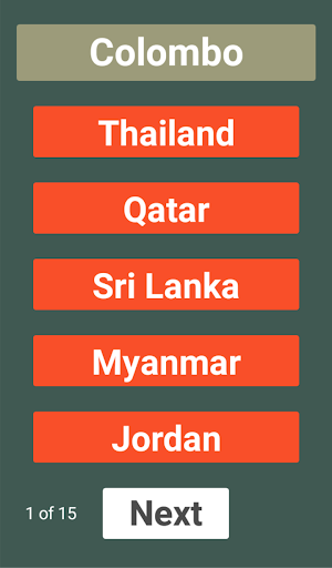 Asia: countries and capitals Screen 2